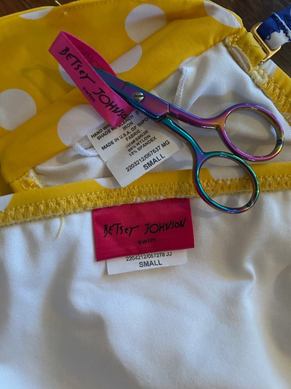 Vintage Betsey Johnson Yellow Polka Dot Bikini - Picture 8 of 8